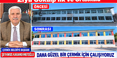 ÇERMİK BELEDİYESİ’NDEN EĞİTİME DESTEK ZİYA GÖKALP İLK VE ORTAOKULU’NUN DIŞ CEPHESİ BOYANDI