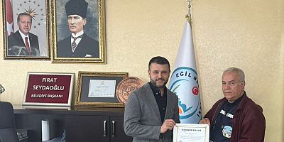 Dermanbaba”dan Başkan Seydaoğlu’na  Hayvanseverlik Teşekkür Belgesi