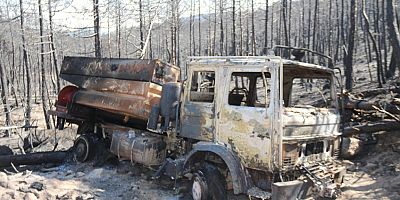 Yangında 10 görevlinin şehit olduğu alandaki araçlar çekiliyor